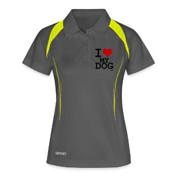 I love my dog - couleurs personnalisables - Polo respirant Femme - gris/vert citron - Devant