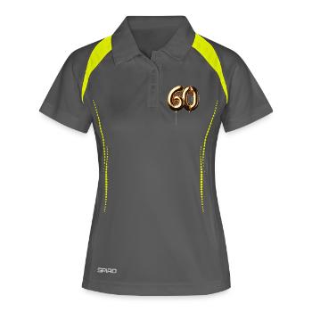 60 ans de ballon d’or feuille de ballon cadeau - Polo respirant Femme - gris/vert citron - Devant
