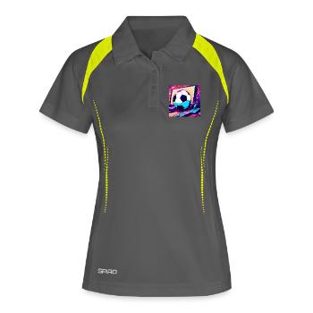 SpaceFootball - Frauen Polo atmungsaktiv - Grau/Limette - Vorne
