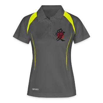 An die Liebe japanischen Ideogramm Vintage-Effekt - Frauen Polo atmungsaktiv - Grau/Limette - Vorne