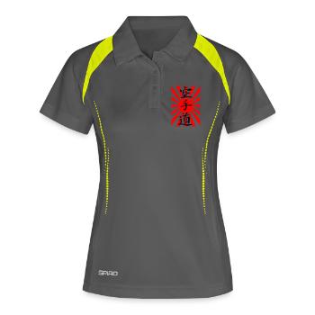 Karate Japan-Flagge - Frauen Polo atmungsaktiv - Grau/Limette - Vorne