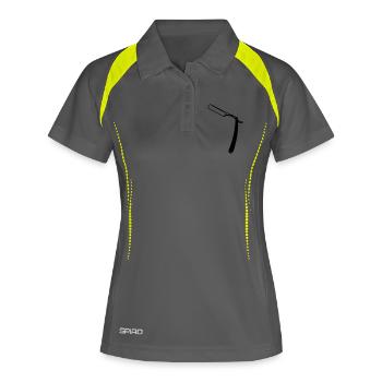 Image d’ombre transparente ouverte comme un rasoir - Polo respirant Femme - gris/vert citron - Devant