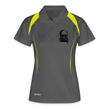 crâne + masque - Polo respirant Femme - gris/vert citron - Devant