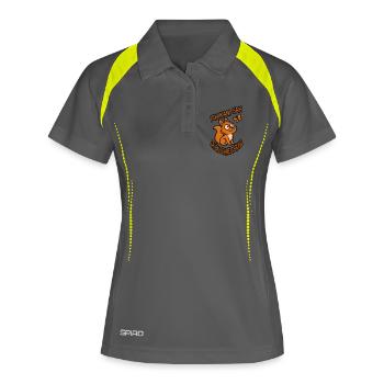 Verträumtes Eichhörnchen mit Spruch - Frauen Polo atmungsaktiv - Grau/Limette - Vorne