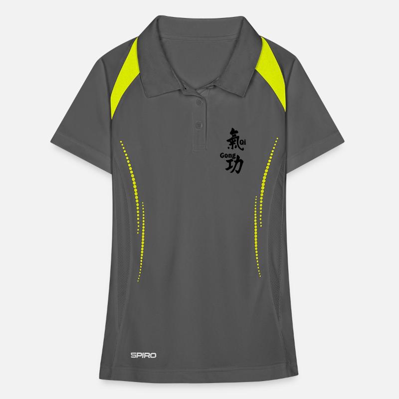 QI gong script with text vertical Women's Polo breathable