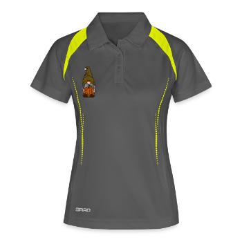 Gnome avec citrouille et chapeau de crâne, mignon, Halloween - Polo respirant Femme - gris/vert citron - Devant