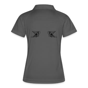 Design 14 (Flügelset, weit) - Frauen Polo atmungsaktiv - Grau/Limette - Hinten