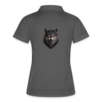 Roter Blick Wolfkopf - Frauen Polo atmungsaktiv - Grau/Limette - Hinten