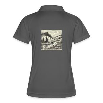 River Forest Landscape Engraving - Women's Polo breathable - grey/lime - Back