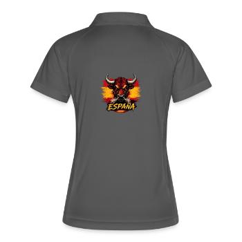 Spanischer Stier im Espana Look - Frauen Polo atmungsaktiv - Grau/Limette - Hinten