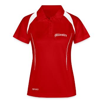 Münster - meine Stadt - Frauen Polo atmungsaktiv - Rot/Weiß - Vorne