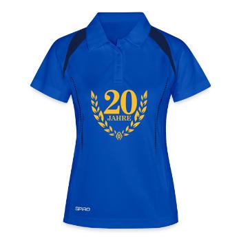 Jubiläum 20 Jahre Lorbeerkranz - Frauen Polo atmungsaktiv - Königsblau/Navy - Vorne