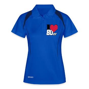 des années 80 Party Retro Fun , Chemise de fête à thème des années 80 (25) - Polo respirant Femme - bleu roi/marine - Devant