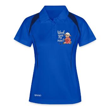 Wolliges Valentinsherz Schäfchen - Frauen Polo atmungsaktiv - Königsblau/Navy - Vorne