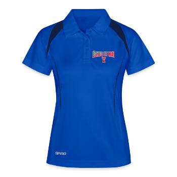 Logo Échec et Mat Rouge Roi Noir en Difficulté - Polo respirant Femme - bleu roi/marine - Devant