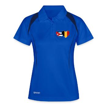 Kuba Belgien Flagge Herz - Frauen Polo atmungsaktiv - Königsblau/Navy - Vorne
