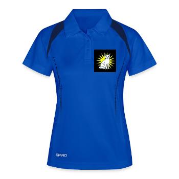 Chat cool dans le style pop art et punk rock - Polo respirant Femme - bleu roi/marine - Devant