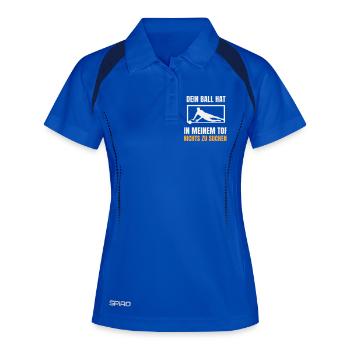 Dein Ball hat nichts zu suchen Torwart Keeper - Frauen Polo atmungsaktiv - Königsblau/Navy - Vorne