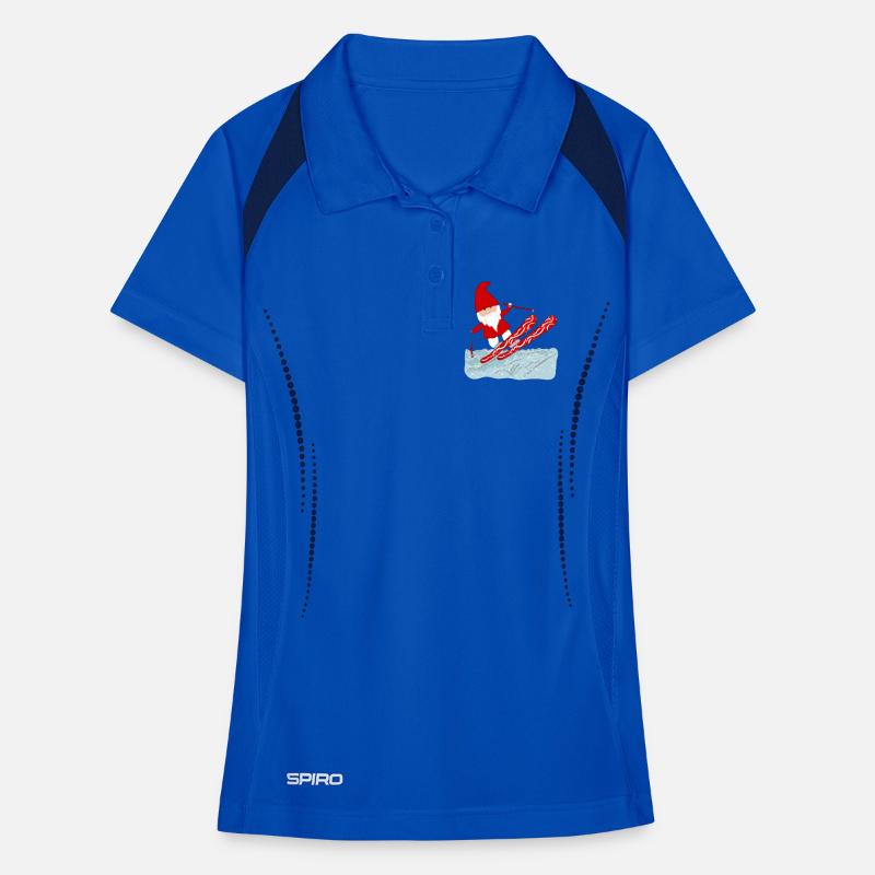 Dwarf skiing, old ski bunny, red, white Women's Polo breathable