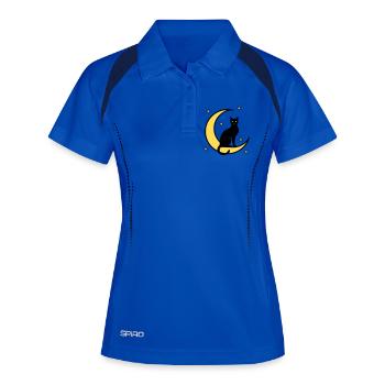 Chat Lune Étoiles Sorcellerie - Polo respirant Femme - bleu roi/marine - Devant