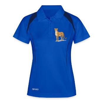 Illustration de bande dessinée guépard - Polo respirant Femme - bleu roi/marine - Devant