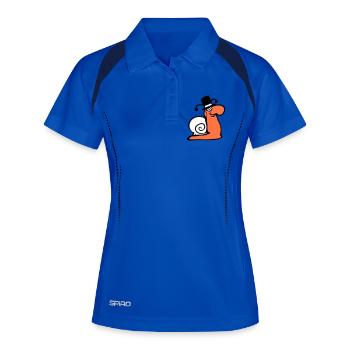 Mr Schnecke Sir Herr reich Monokel Brille Zylinder - Frauen Polo atmungsaktiv - Königsblau/Navy - Vorne