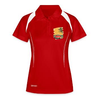 Sommer - Frauen Polo atmungsaktiv - Rot/Weiß - Vorne