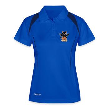 Halloween-Katze mit Kürbis - Frauen Polo atmungsaktiv - Königsblau/Navy - Vorne