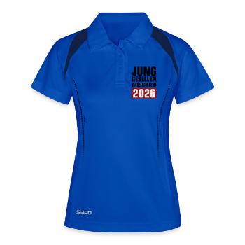 Junggesellenabschied 2026 - Frauen Polo atmungsaktiv - Königsblau/Navy - Vorne