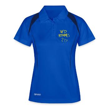 WoPommes – Lustiges Wortspiel Design mit Pommes  - Frauen Polo atmungsaktiv - Königsblau/Navy - Vorne