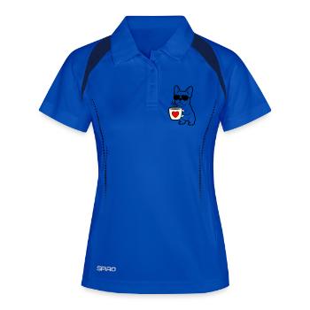 Frenchie Hund Kaffee Outline - Frauen Polo atmungsaktiv - Königsblau/Navy - Vorne