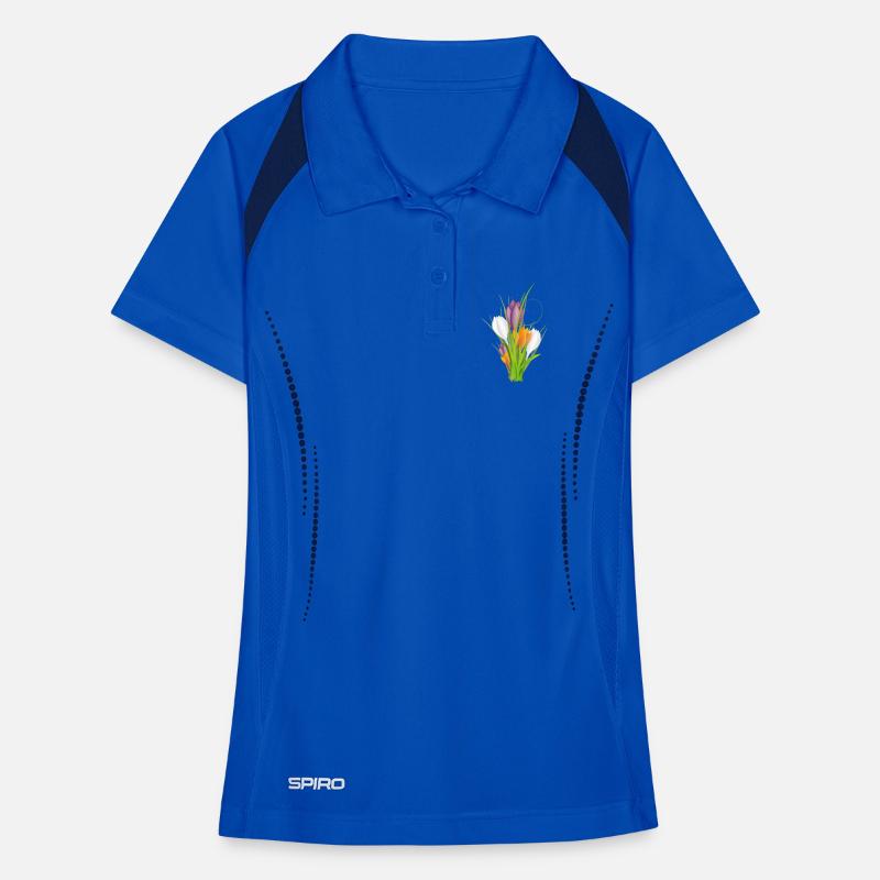 delicate brightly lit crocuses in spring Women's Polo breathable
