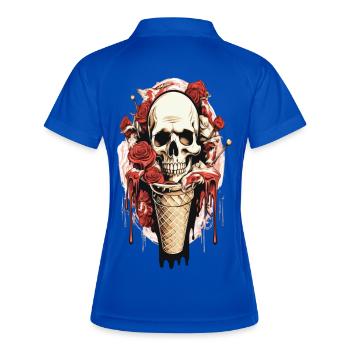 Skull Eistüte mit Rosen und Wachs - Frauen Polo atmungsaktiv - Königsblau/Navy - Hinten