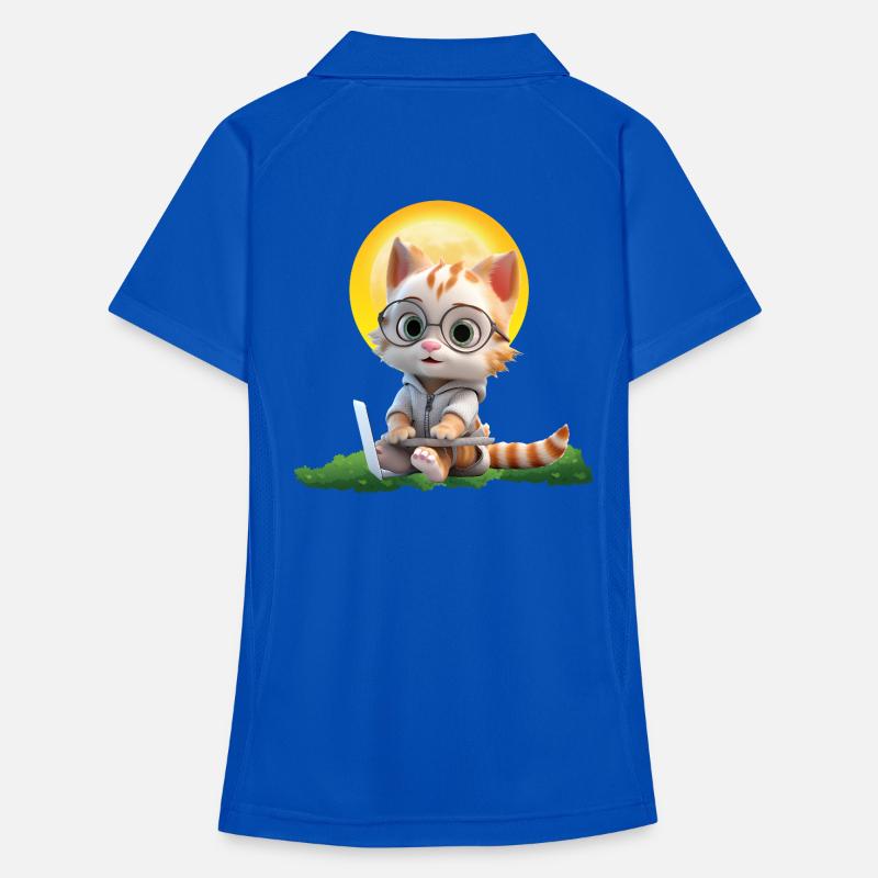 Smart Cat Sun Coder: Kätzchen Laptop Kunstdruck Frauen Polo atmungsaktiv