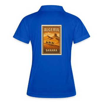 Caravane saharienne sur timbre vintage - Polo respirant Femme - bleu roi/marine - Dos