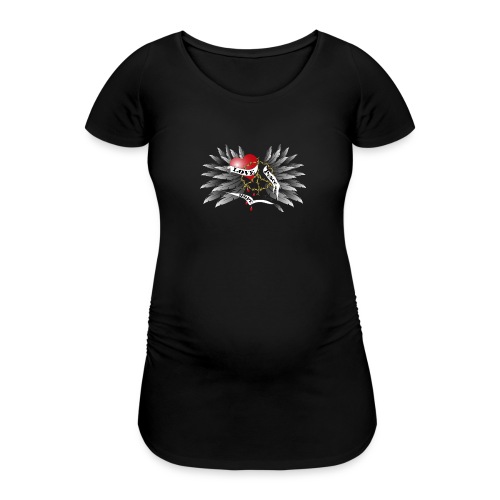 Love, Peace and Hope - Liebe, Frieden, Hoffnung - Frauen Schwangerschafts-T-Shirt