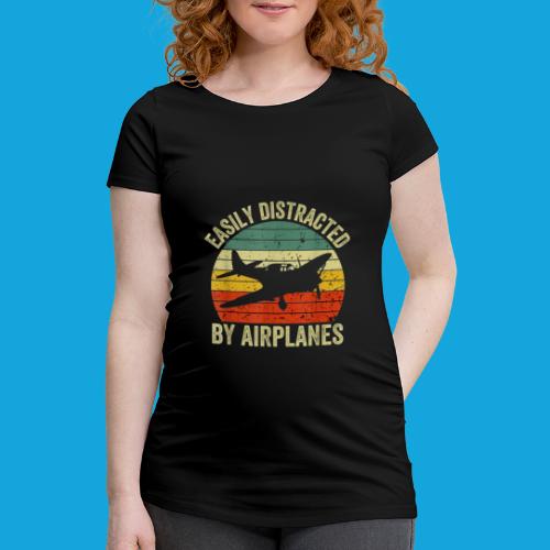 Easily Distracted by Airplanes - Frauen Schwangerschafts-T-Shirt