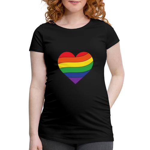 Regenbogen Herz | Pride - Frauen Schwangerschafts-T-Shirt