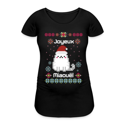 Joyeux Miaouël - Pull moche avec chat en pixelart - T-shirt de grossesse Femme