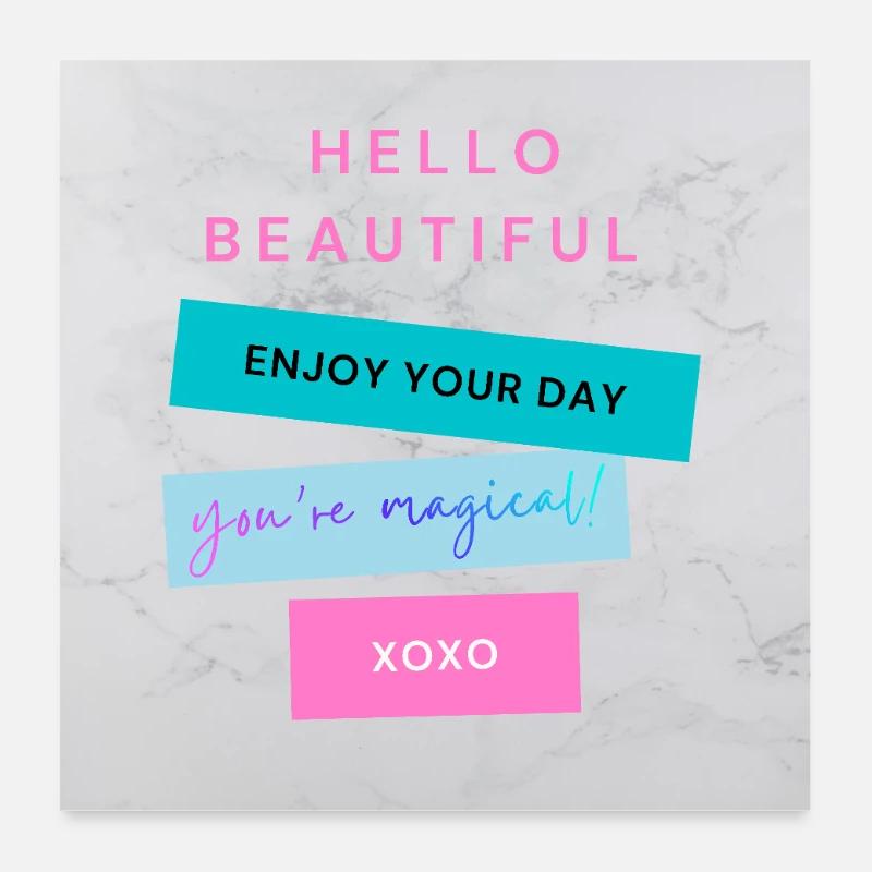 BONJOUR BEAUTÉ Motivation esthétique positive Poster 60 x 60 cm