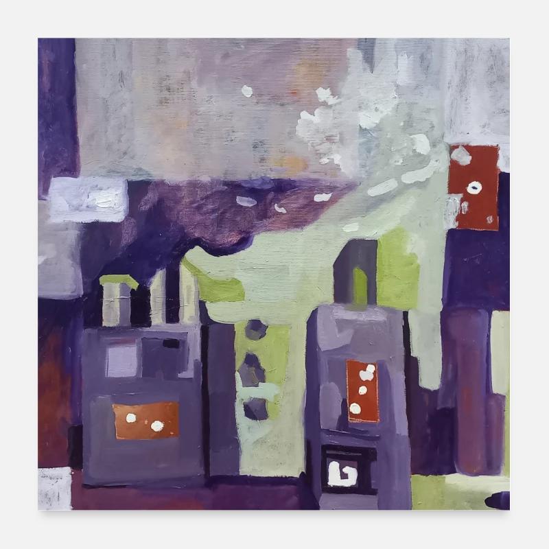 Ville aux couleurs atténuées - Poster 60 x 60 cm - blanc