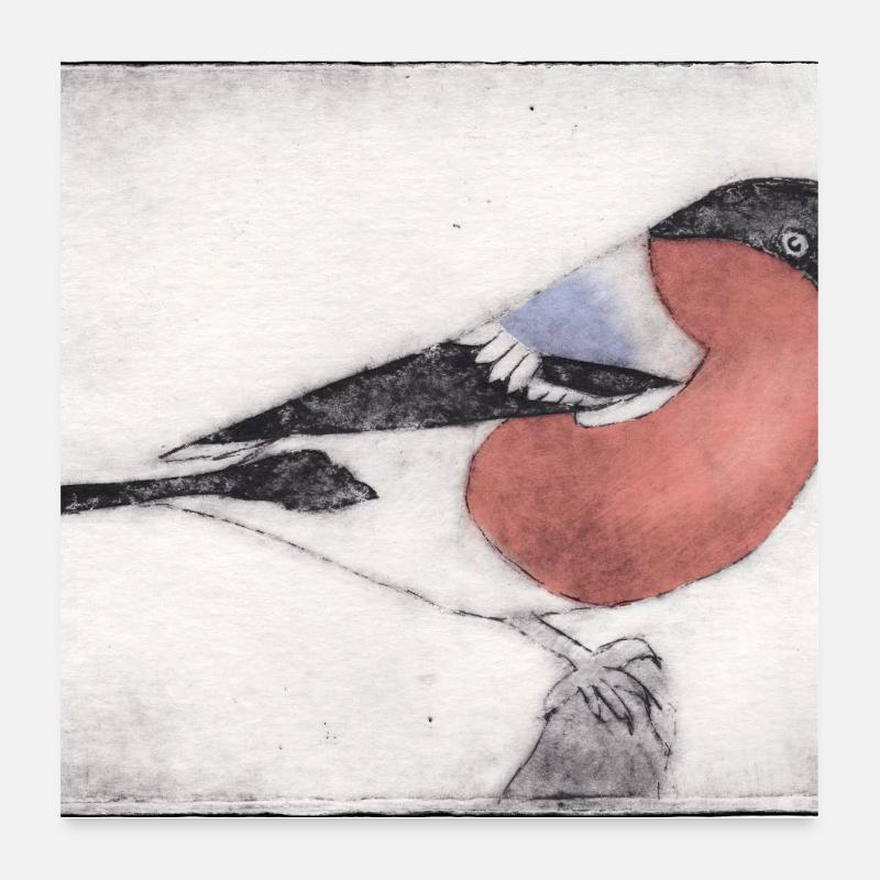 Bird colorfully colored - print template hand carved Poster 24" x 24" (60x60 cm)