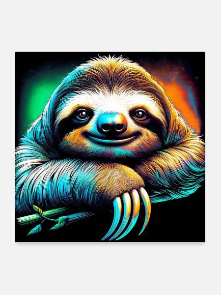 Faultier - Poster 60x60 cm - Weiß - Vorne
