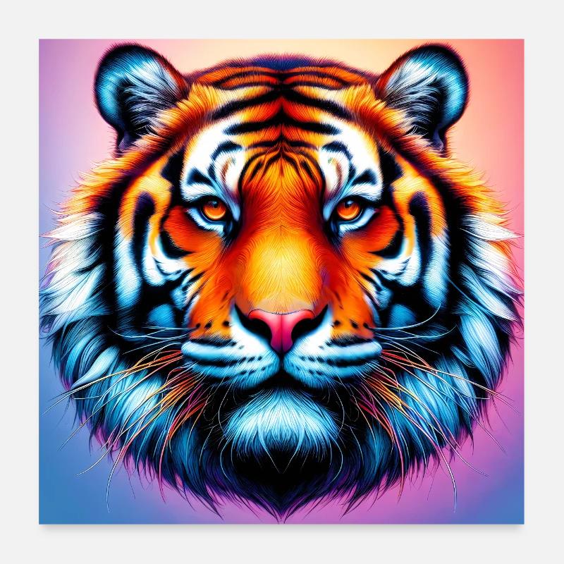 Tiger - Poster 60x60 cm - Weiß
