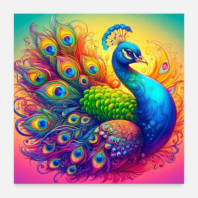 peacock Poster 24" x 24" (60x60 cm)
