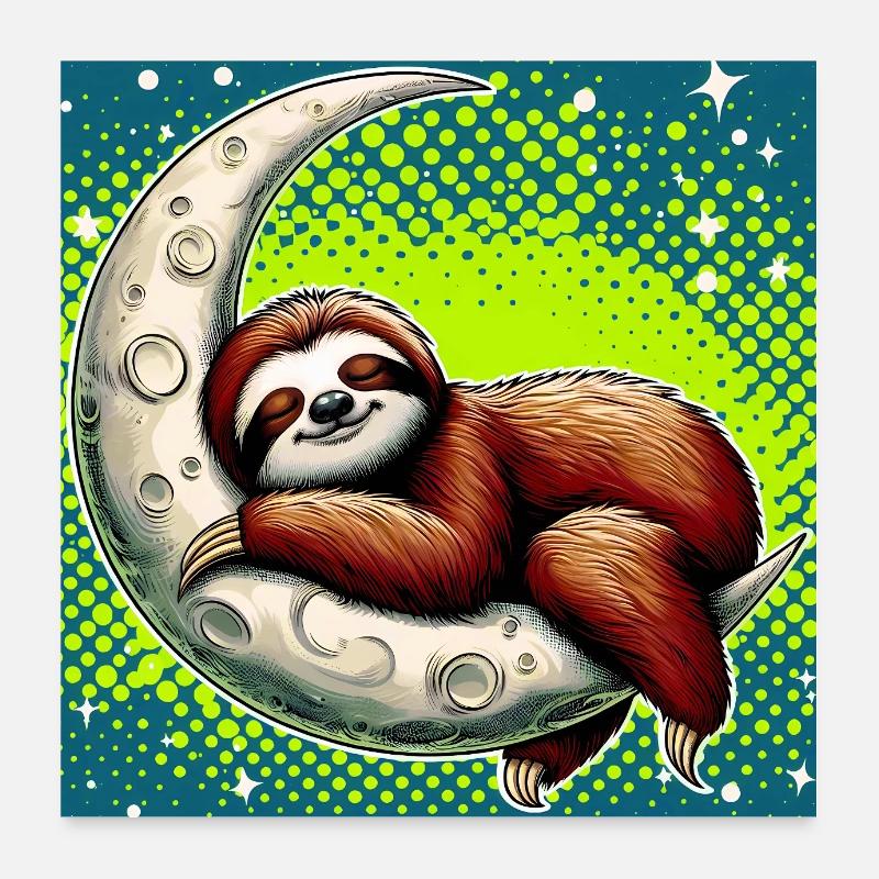 Faultier schläft auf dem Mond Poster 60x60 cm