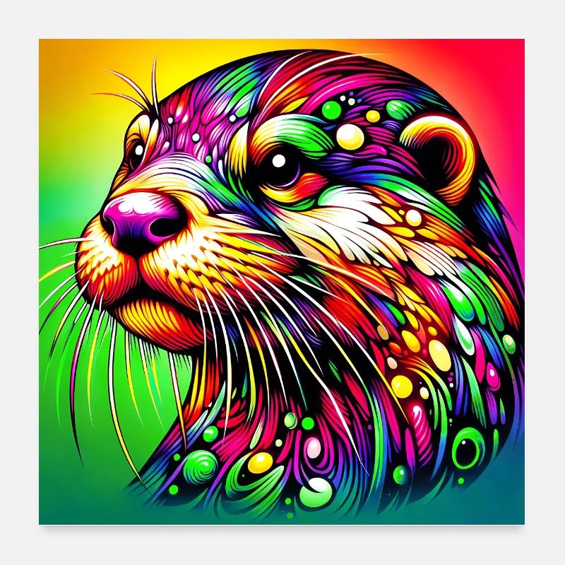 loutre - Poster 60 x 60 cm - blanc