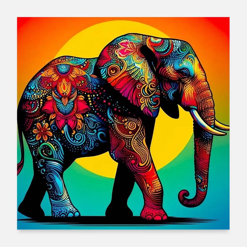 éléphant Poster 60 x 60 cm