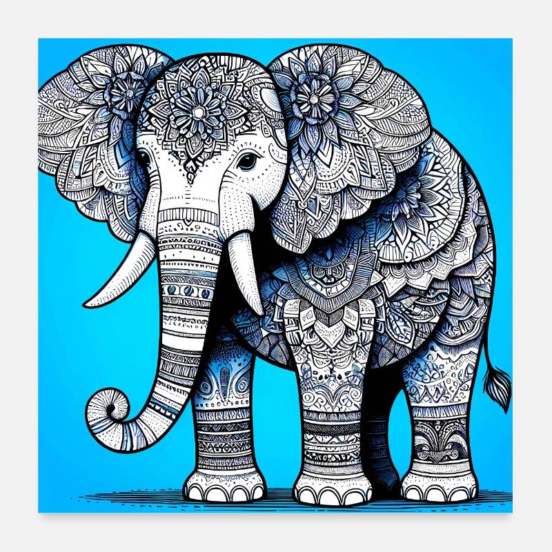 éléphant Poster 60 x 60 cm