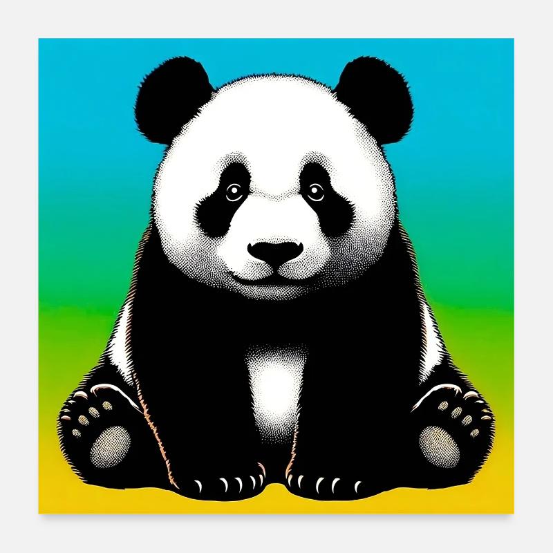 Panda - Poster 60x60 cm - Weiß
